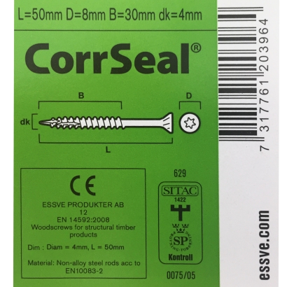 Medsraigtis ESSVE lauko darbams, 4,0x50 mm, CorrSeal padengimas (200 vnt)