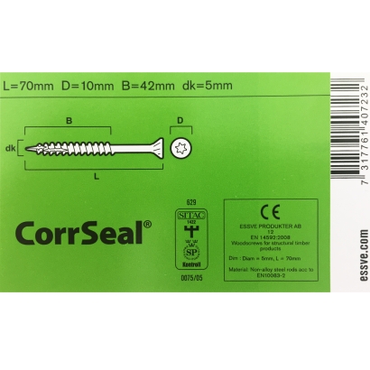 Medsraigtis ESSVE lauko darbams, 5,0x70 mm, CorrSeal padengimas (100 vnt)