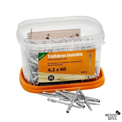 Medsraigtis HECO 4,2x60 mm, nerūdijantis plienas A4 (200vnt.)