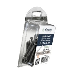 Silvadec terasinių lentų varžtai – šviesiai pilki (50 vnt., 5.0 × 50 mm)